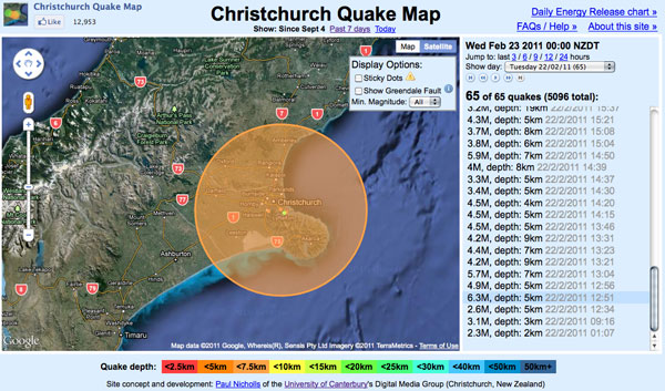 Christchurch quake map