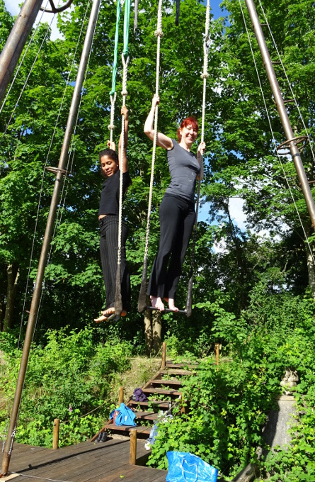 Helen and Barbara on the trapeze