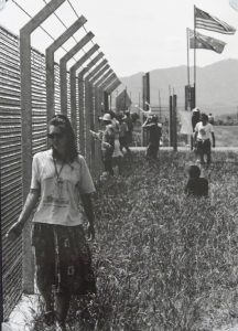 Helen at Waihopai protest, 1989