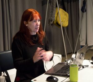 Helen giving talk at Schaumbad; photo: Eva Urspring