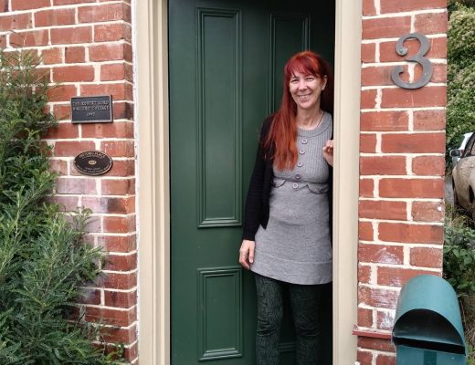 Helen at the Robert Lord Writer's Cottage